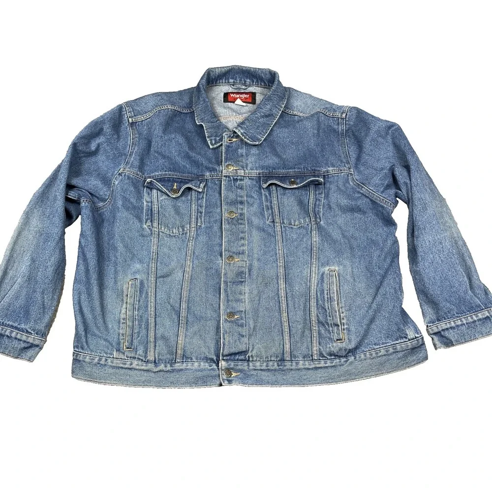 Vintage Wrangler Hero Jacket‎ Mens 4XL Blue Denim Trucker Cowboy Western 90s